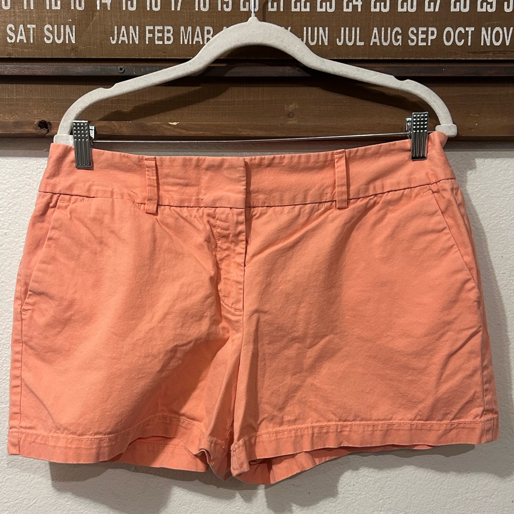 Loft 3.5" Chino Shorts Women’s Size 12 Coral Cotton Mid Rise Flat Front (1373)